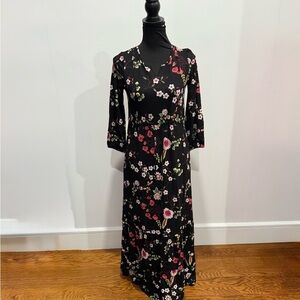 Style & Co. Black Floral Long Sleeve Dress